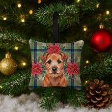 Load image into Gallery viewer, Red Border Terrier Christmas PoinsettIas Hanging Square Fabric Ornament 3.5 x 3.5