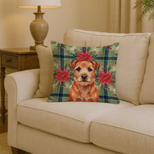 Load image into Gallery viewer, Red Border Terrier Christmas PoinsettIas Throw Pillow
