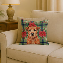 Load image into Gallery viewer, Red Border Terrier Christmas PoinsettIas Throw Pillow