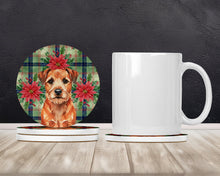 Load image into Gallery viewer, Red Border Terrier Christmas PoinsettIas Large Sandstone Coasters Pack of 4