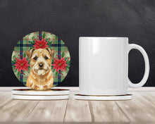 Load image into Gallery viewer, Wheaten Border Terrier Christmas PoinsettIas Large Sandstone Coasters Pack of 4