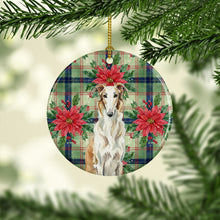 Load image into Gallery viewer, Borzoi Christmas PoinsettIas Ceramic Ornament
