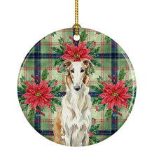 Load image into Gallery viewer, Borzoi Christmas PoinsettIas Ceramic Ornament