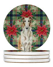Load image into Gallery viewer, Borzoi Christmas PoinsettIas Large Sandstone Coasters Pack of 4