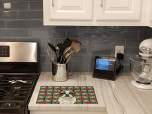 Load image into Gallery viewer, Brindle Boston Terrier Christmas PoinsettIas Glass Cutting Board
