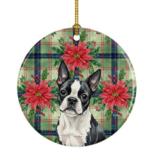 Load image into Gallery viewer, Boston Terrier Christmas PoinsettIas Ceramic Ornament