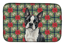 Load image into Gallery viewer, Boston Terrier Christmas PoinsettIas Dish Drying Mat