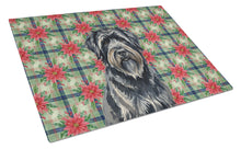 Load image into Gallery viewer, Bouvier des Flandres Christmas PoinsettIas Glass Cutting Board