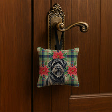 Load image into Gallery viewer, Bouvier des Flandres Christmas PoinsettIas Hanging Square Fabric Ornament 3.5 x 3.5