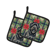 Load image into Gallery viewer, Bouvier des Flandres Christmas PoinsettIas Pair of Pot Holders