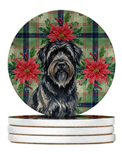 Load image into Gallery viewer, Bouvier des Flandres Christmas PoinsettIas Large Sandstone Coasters Pack of 4