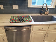 Load image into Gallery viewer, Brindle Bouvier des Flandres Christmas PoinsettIas Dish Drying Mat