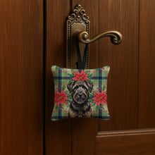 Load image into Gallery viewer, Brindle Bouvier des Flandres Christmas PoinsettIas Hanging Square Fabric Ornament 3.5 x 3.5
