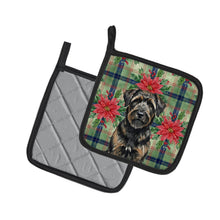 Load image into Gallery viewer, Brindle Bouvier des Flandres Christmas PoinsettIas Pair of Pot Holders