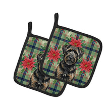 Load image into Gallery viewer, Brindle Bouvier des Flandres Christmas PoinsettIas Pair of Pot Holders