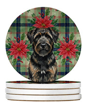 Load image into Gallery viewer, Brindle Bouvier des Flandres Christmas PoinsettIas Large Sandstone Coasters Pack of 4