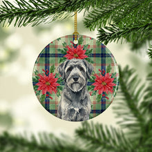 Load image into Gallery viewer, Gray Bouvier des Flandres Christmas PoinsettIas Ceramic Ornament
