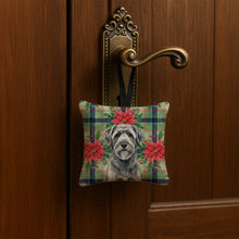 Load image into Gallery viewer, Gray Bouvier des Flandres Christmas PoinsettIas Hanging Square Fabric Ornament 3.5 x 3.5