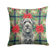 Load image into Gallery viewer, Gray Bouvier des Flandres Christmas PoinsettIas Throw Pillow