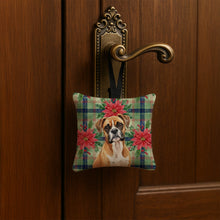 Load image into Gallery viewer, Boxer Christmas PoinsettIas Hanging Square Fabric Ornament 3.5 x 3.5