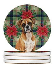 Load image into Gallery viewer, Boxer Christmas PoinsettIas Large Sandstone Coasters Pack of 4