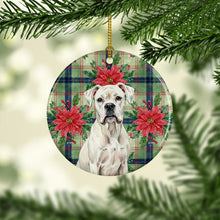 Load image into Gallery viewer, White Boxer Christmas PoinsettIas Ceramic Ornament