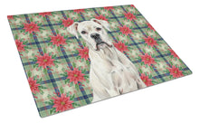 Load image into Gallery viewer, White Boxer Christmas PoinsettIas Glass Cutting Board