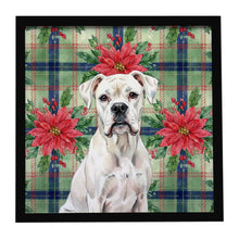 Load image into Gallery viewer, White Boxer Christmas PoinsettIas Framed Metal Print