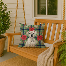 Load image into Gallery viewer, White Boxer Christmas PoinsettIas Throw Pillow