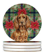 Load image into Gallery viewer, Boykin Spaniel Christmas PoinsettIas Large Sandstone Coasters Pack of 4