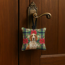Load image into Gallery viewer, Bracco Italiano Christmas PoinsettIas Hanging Square Fabric Ornament 3.5 x 3.5