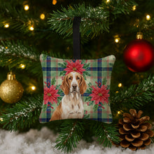 Load image into Gallery viewer, Bracco Italiano Christmas PoinsettIas Hanging Square Fabric Ornament 3.5 x 3.5