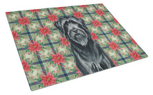 Load image into Gallery viewer, Black Briard Christmas PoinsettIas Glass Cutting Board