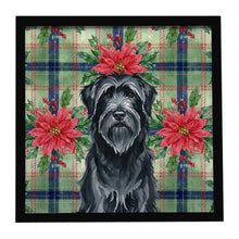 Load image into Gallery viewer, Black Briard Christmas PoinsettIas Framed Metal Print