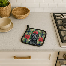 Load image into Gallery viewer, Black Briard Christmas PoinsettIas Pair of Pot Holders
