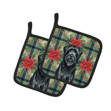 Load image into Gallery viewer, Black Briard Christmas PoinsettIas Pair of Pot Holders