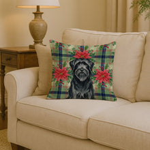 Load image into Gallery viewer, Black Briard Christmas PoinsettIas Throw Pillow