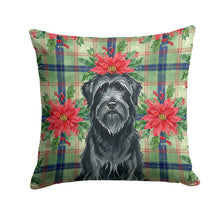 Load image into Gallery viewer, Black Briard Christmas PoinsettIas Throw Pillow