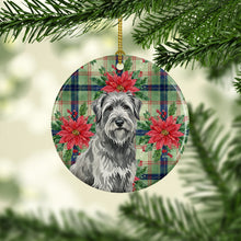 Load image into Gallery viewer, Gray Briard Christmas PoinsettIas Ceramic Ornament