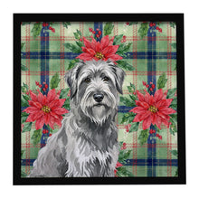 Load image into Gallery viewer, Gray Briard Christmas PoinsettIas Framed Metal Print