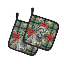 Load image into Gallery viewer, Gray Briard Christmas PoinsettIas Pair of Pot Holders