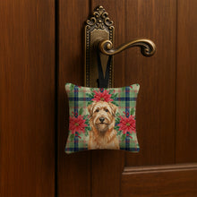 Load image into Gallery viewer, Tawny Briard Christmas PoinsettIas Hanging Square Fabric Ornament 3.5 x 3.5