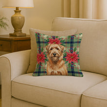 Load image into Gallery viewer, Tawny Briard Christmas PoinsettIas Throw Pillow