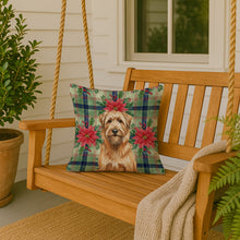 Load image into Gallery viewer, Tawny Briard Christmas PoinsettIas Throw Pillow