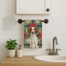 Load image into Gallery viewer, Liver and White Brittany Christmas PoinsettIas Kitchen Towel