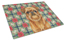 Load image into Gallery viewer, Belge Brussels Griffon Christmas PoinsettIas Glass Cutting Board