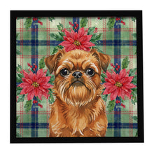 Load image into Gallery viewer, Belge Brussels Griffon Christmas PoinsettIas Framed Metal Print