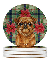 Load image into Gallery viewer, Belge Brussels Griffon Christmas PoinsettIas Large Sandstone Coasters Pack of 4