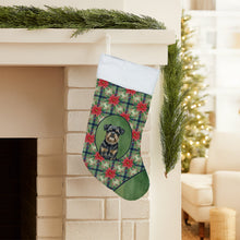 Load image into Gallery viewer, Black and Tan Brussels Griffon Christmas PoinsettIas Holiday Stocking