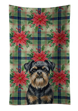 Load image into Gallery viewer, Black and Tan Brussels Griffon Christmas PoinsettIas Kitchen Towel